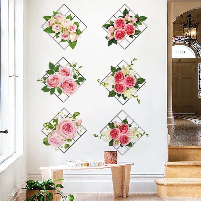 3D Floral Wall Décor Sticker (6Pcs)