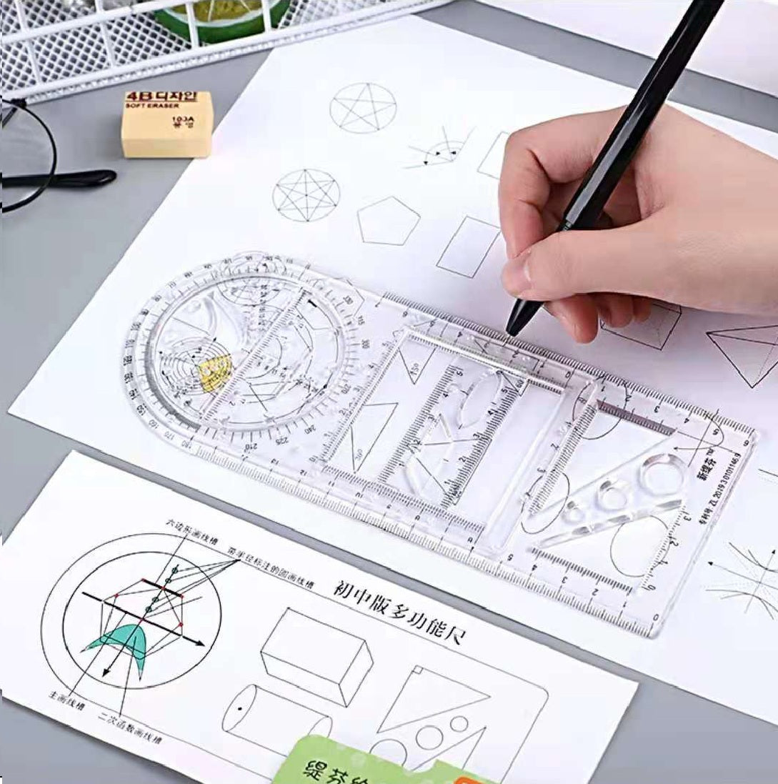 Multifunctional Geometry Drawing Ruler