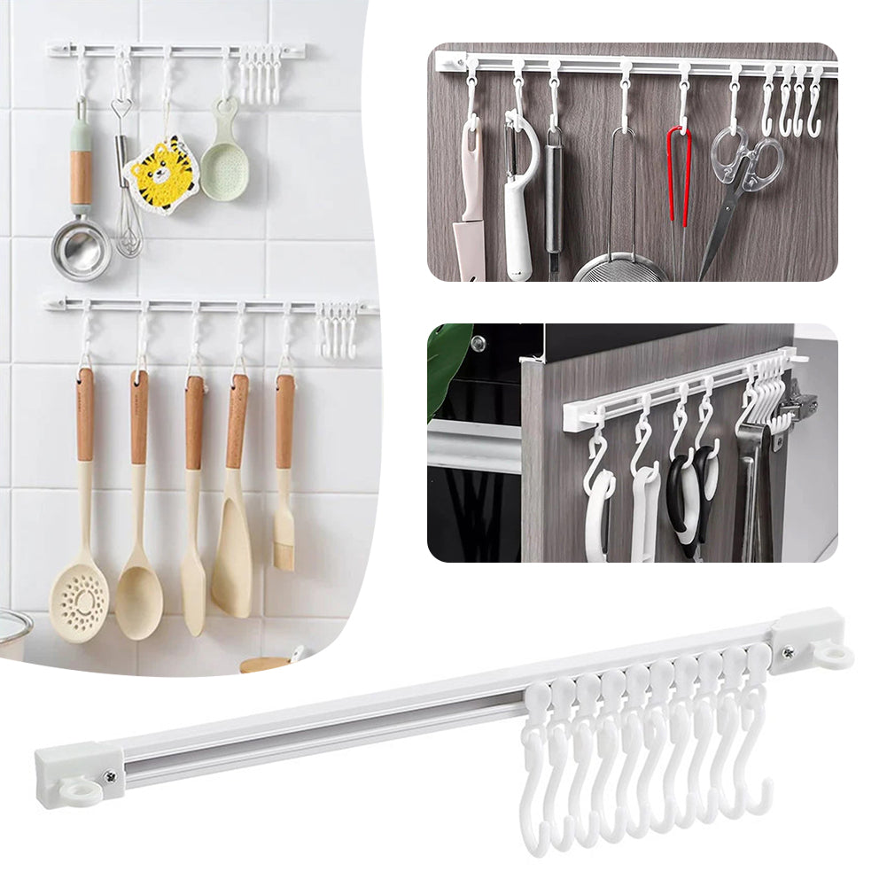 Adhesive 10 Sliding Hooks for Easy Organization
