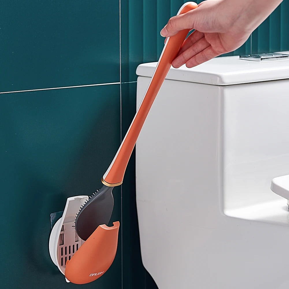 Modern Flexible Silicone Toilet Brush with Quick Dry Holder