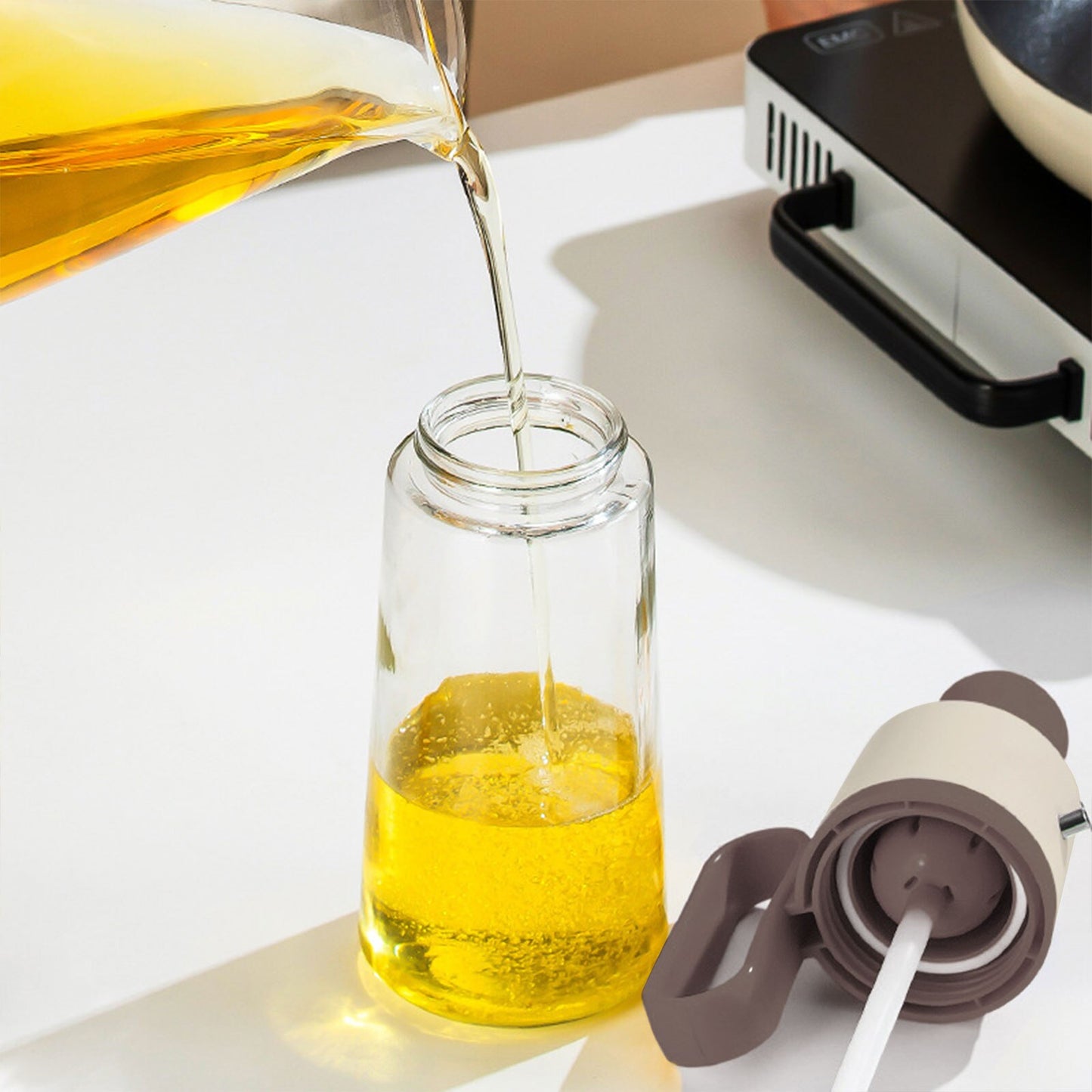 Oil Dispenser Bottle for Kitchen with Brush