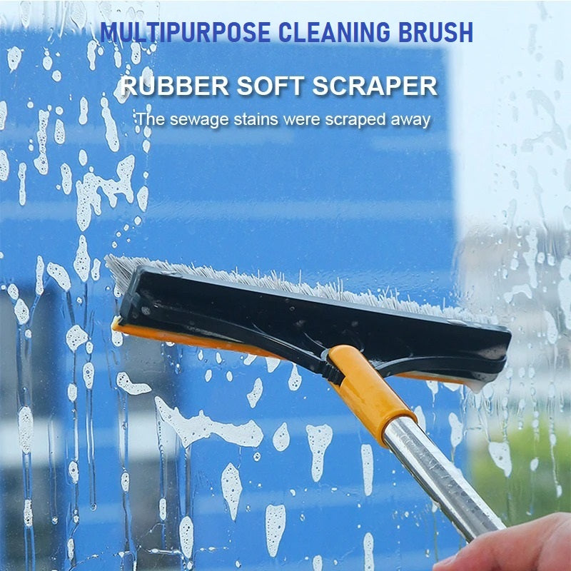 2 in 1 Floor Brush with Scraper Adjustable V-Shaped Cleaning Brush