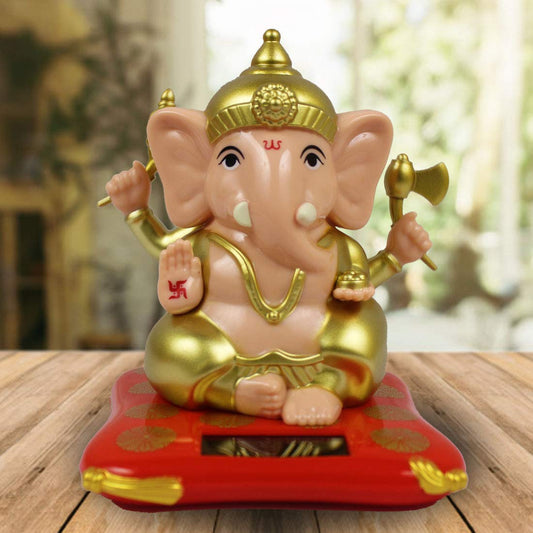 Solar Lord Ganesh Idol for Car, Office & Home