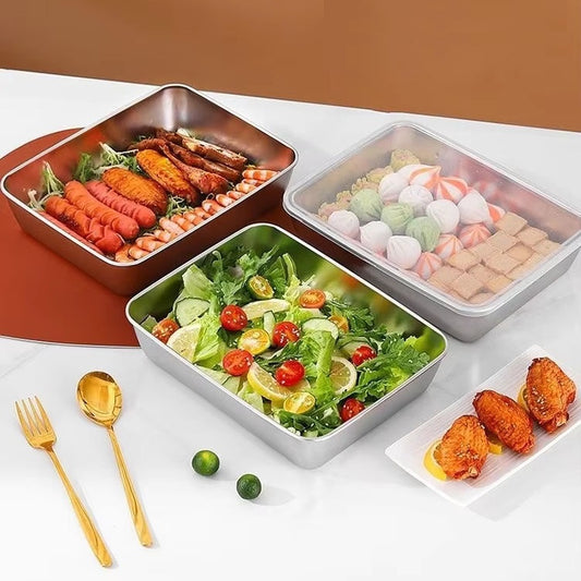 Stainless Steel Food Tray with Lid