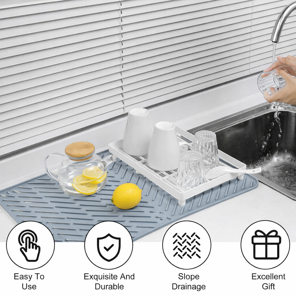 AquaCare Silicone Dish Drying Mat Smart Drainage
