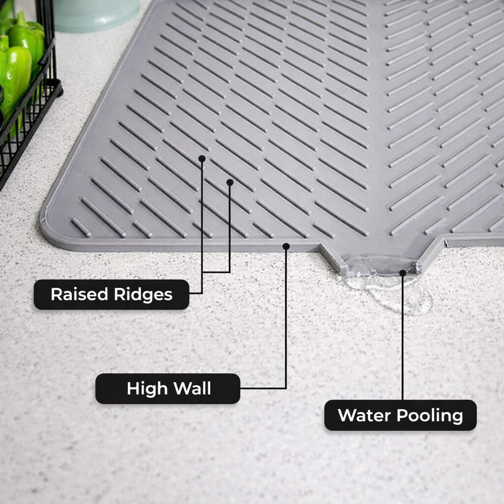 AquaCare Silicone Dish Drying Mat Smart Drainage
