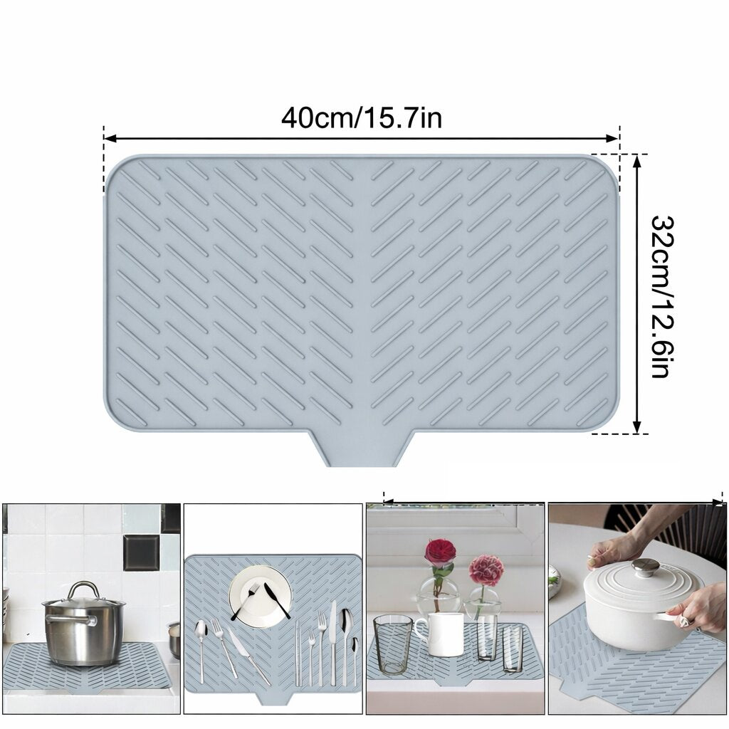 AquaCare Silicone Dish Drying Mat Smart Drainage